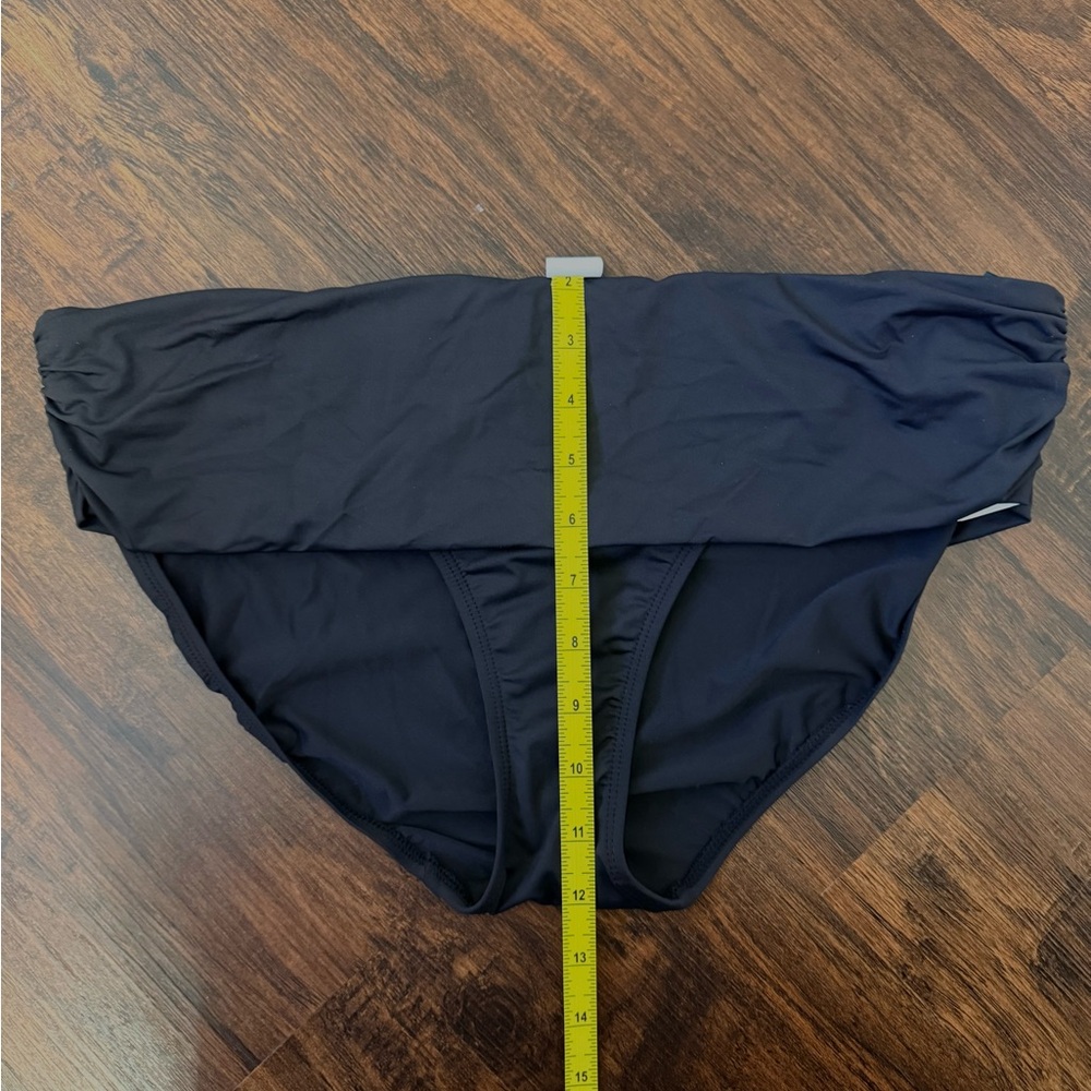 Lauren Ralph Lauren Black Fold-Over Side Ruched Bikini Bottom Sz 14 Classic NWT - Picture 8 of 8